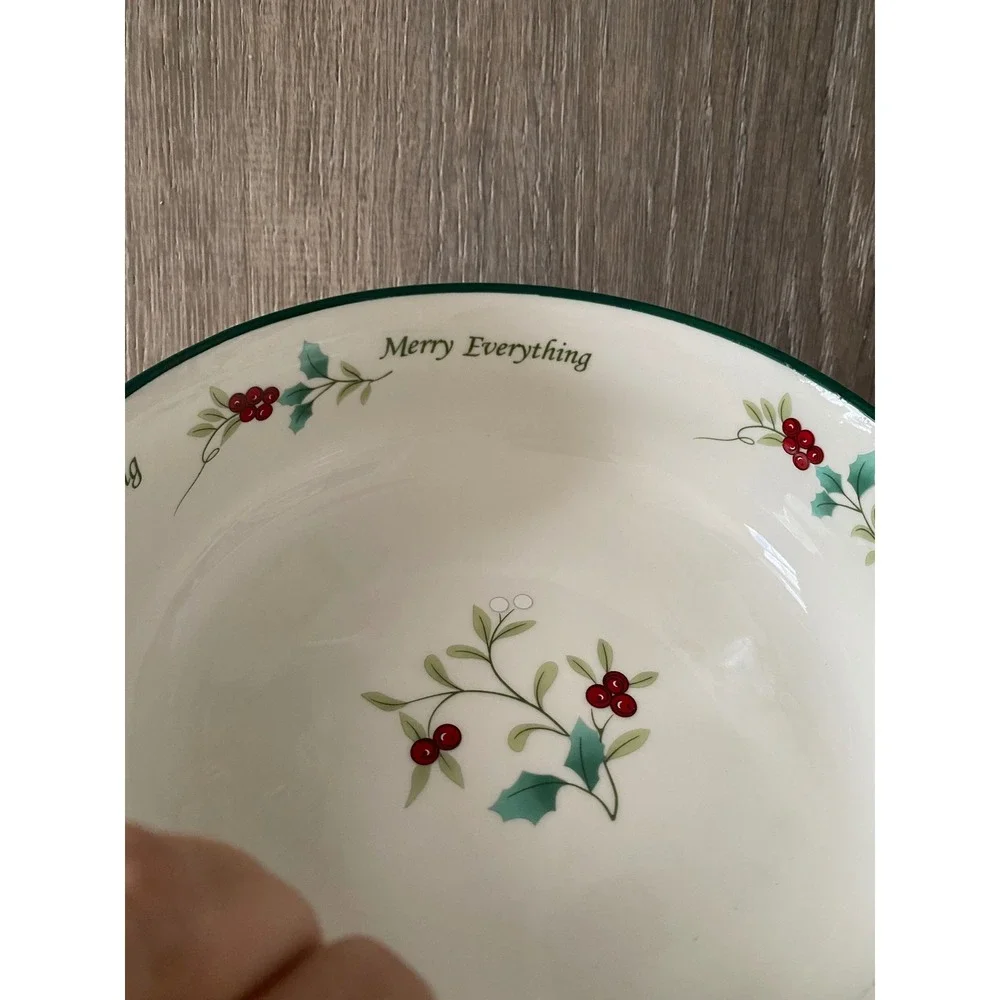 Pfaltzgraff Winterberry Merry Everything‎ Candy Bowl Christmas Holiday w/box